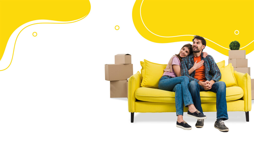 Imagen pareja feliz por una mudanza